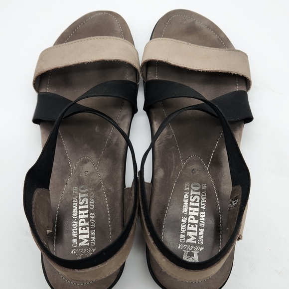Mephisto Black and Tan Sandals with Adjustable Ankle Straps - Picture 6 of 10